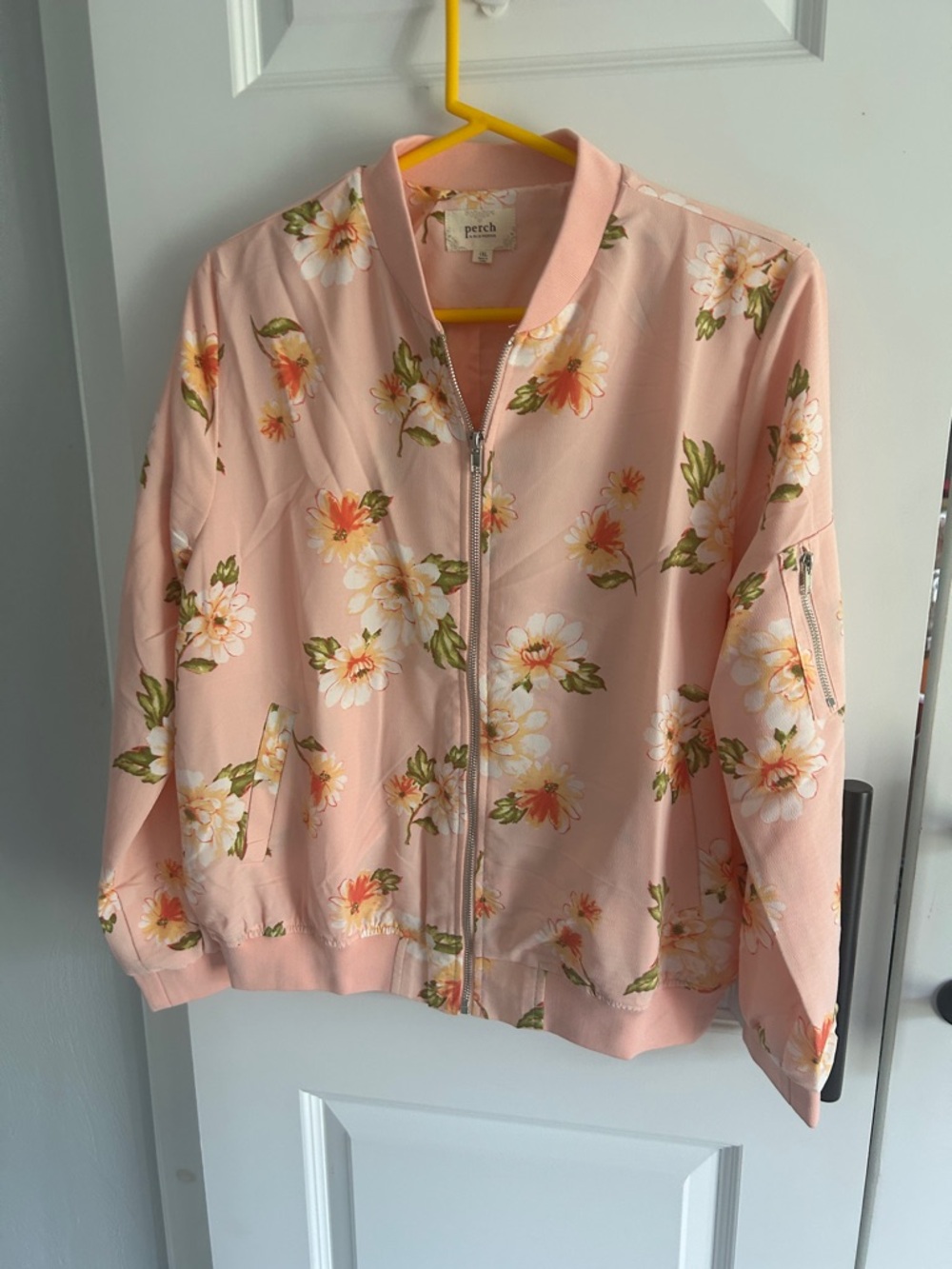 Perch Blu Pepper Floral Pink Bomber Jacket 1X